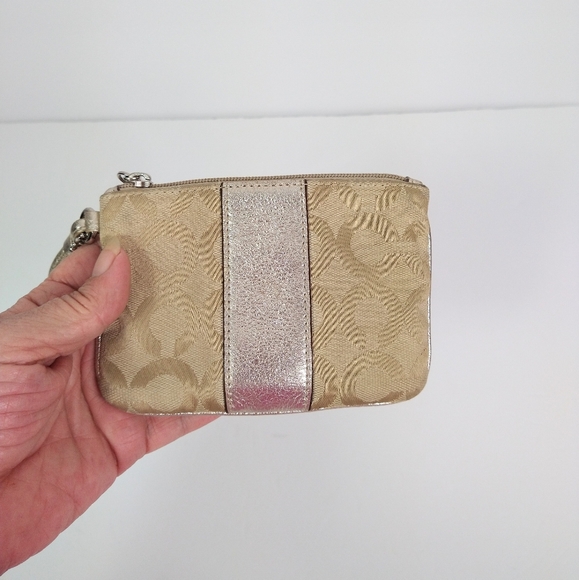 Coach tan and gold small wristlet - Picture 7 of 8